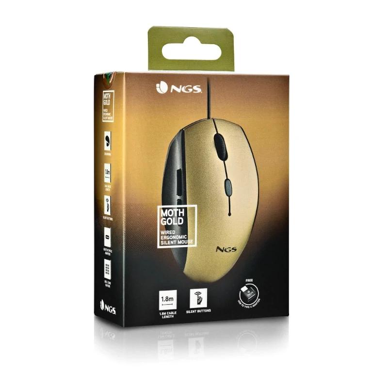 NGS WIRED ERGO SILENT MOUSE + USB TYPE C ADAP GOLD 6 NGS WIRED ERGO SILENT MOUSE + USB TYPE C ADAP GOLD - Imagen 4