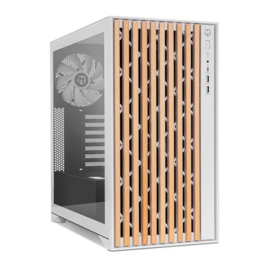 187 nox hummer element semi torre atx cristal templado usb c blanca y madera
